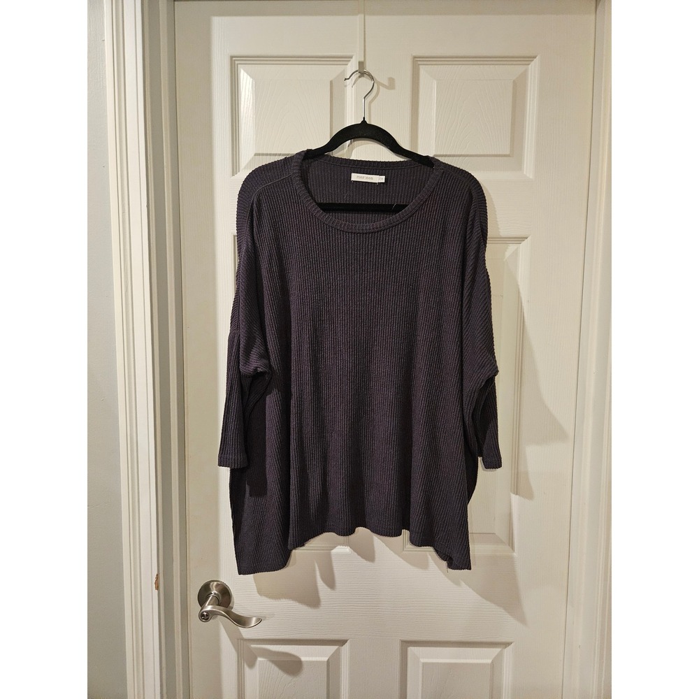 Mer Sea & Co Ribbed Dolman Sleeve Top‎ Womens OS One Size Slate Blue Gray Knit
